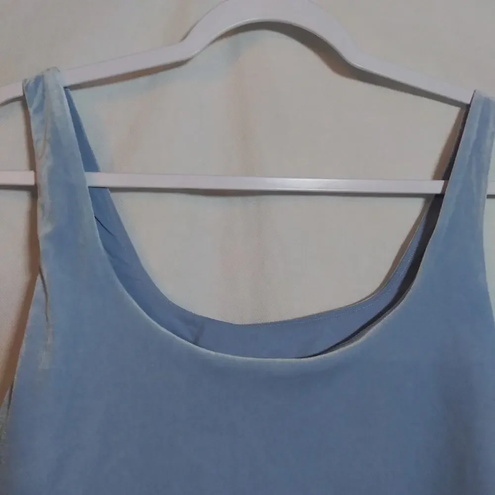 Athleta Plush Velvet Cut Out Crop A-C Scoop Neck Sports Bra In Blue Size XL